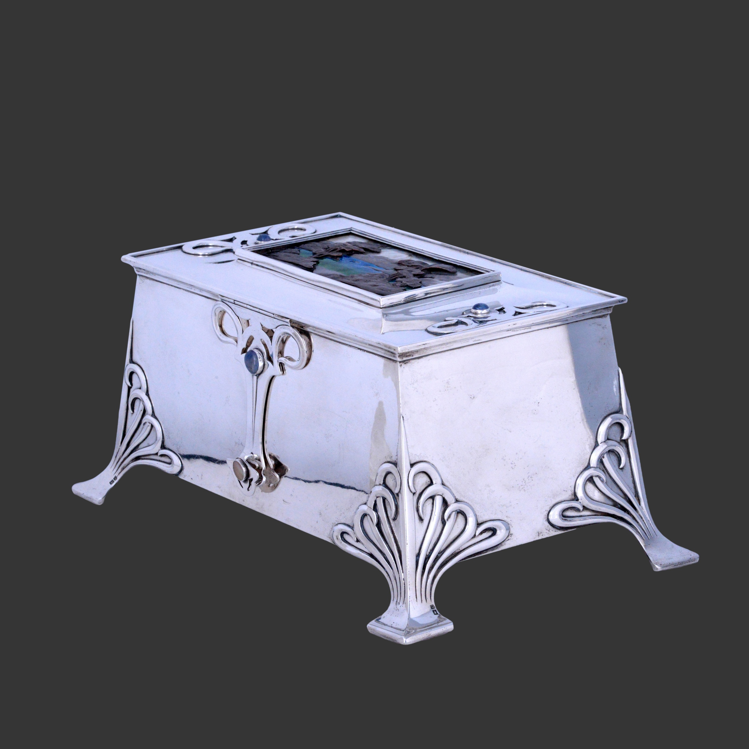 A Kate Harris silver art nouveau casket