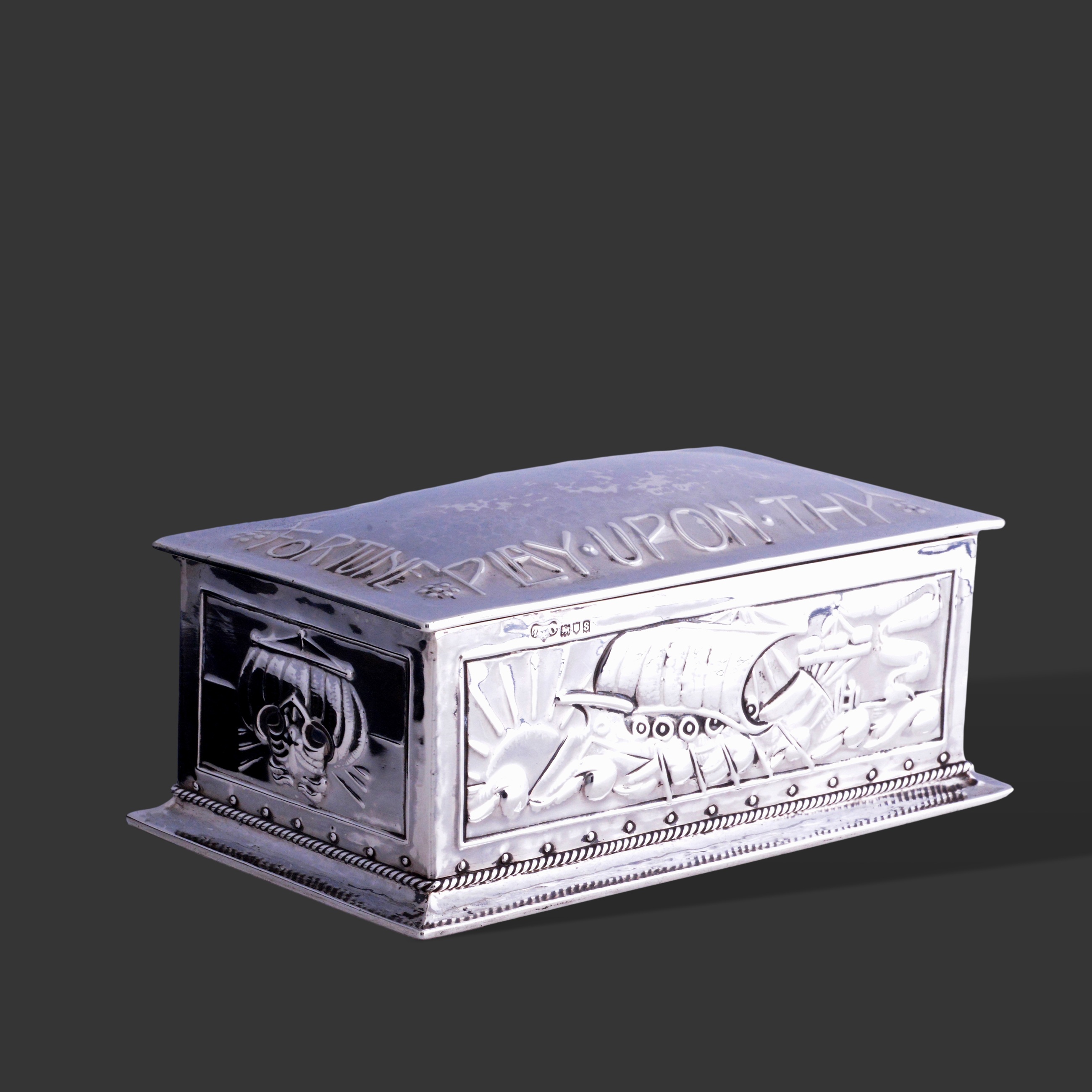 A E Jones silver galleon casket