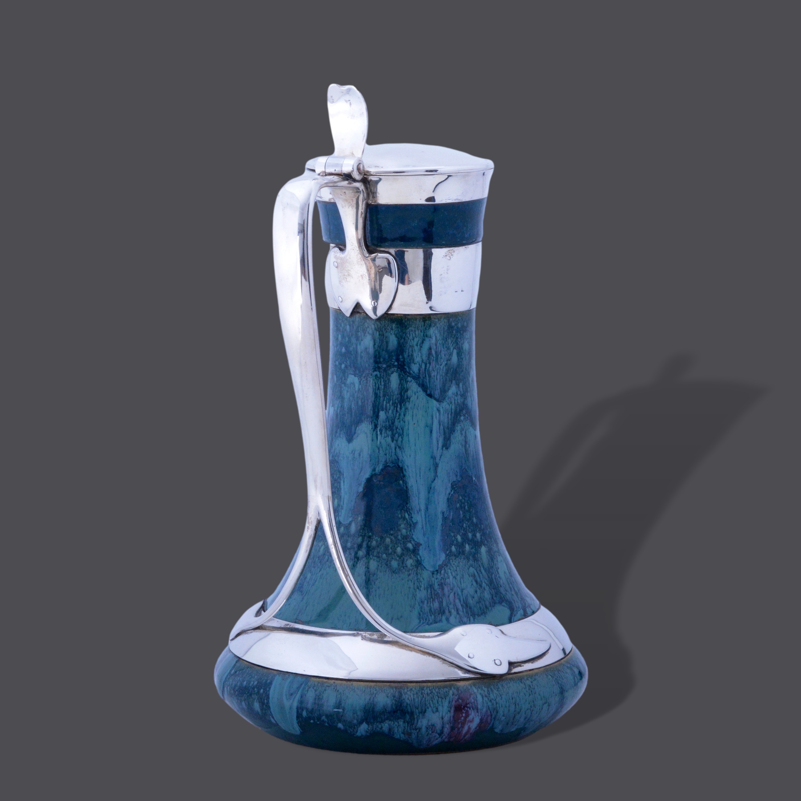 A Cymric silver jug with Ruskin pottery body, designed by Oliver Baker - Image 3