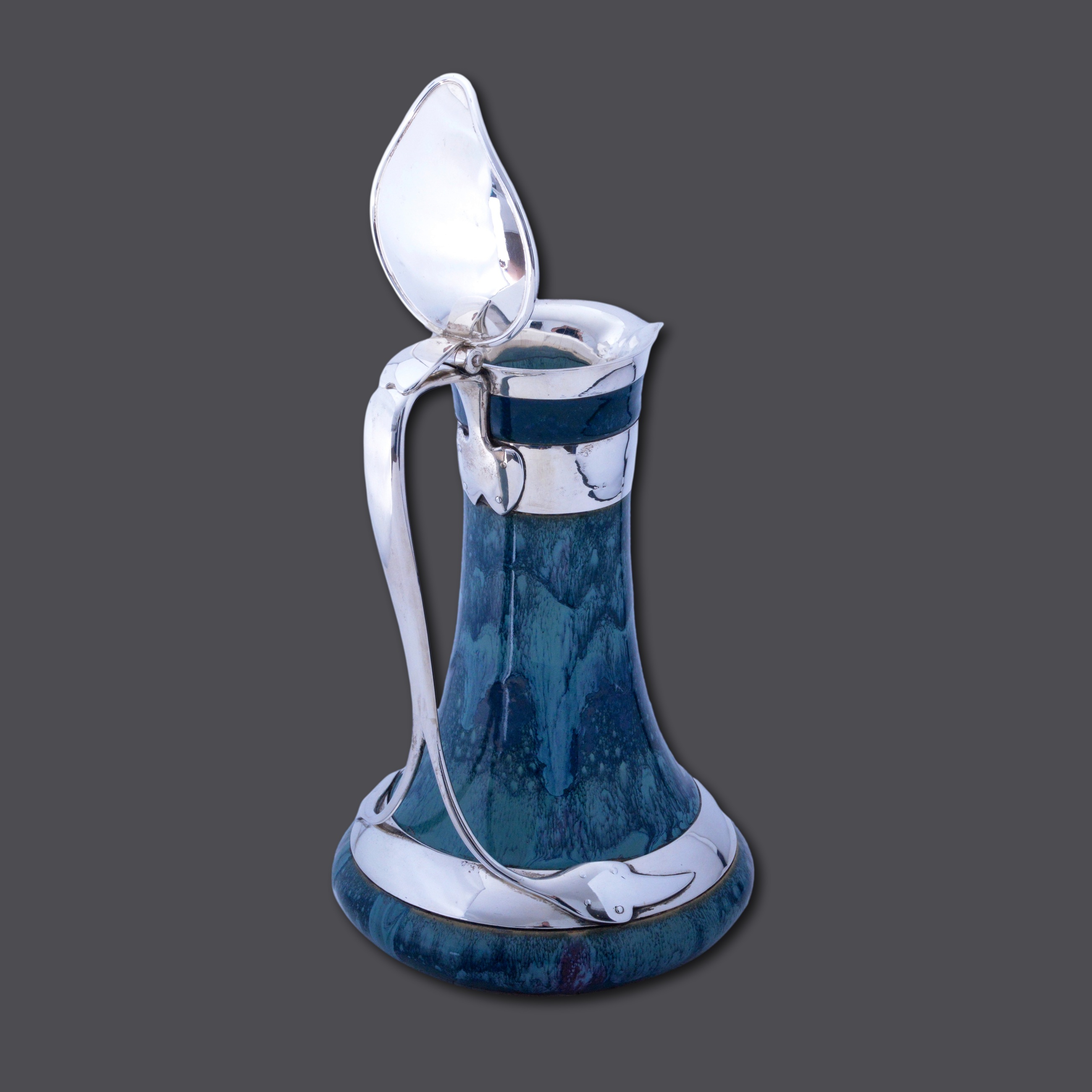 A Cymric silver jug with Ruskin pottery body, designed by Oliver Baker - Image 2