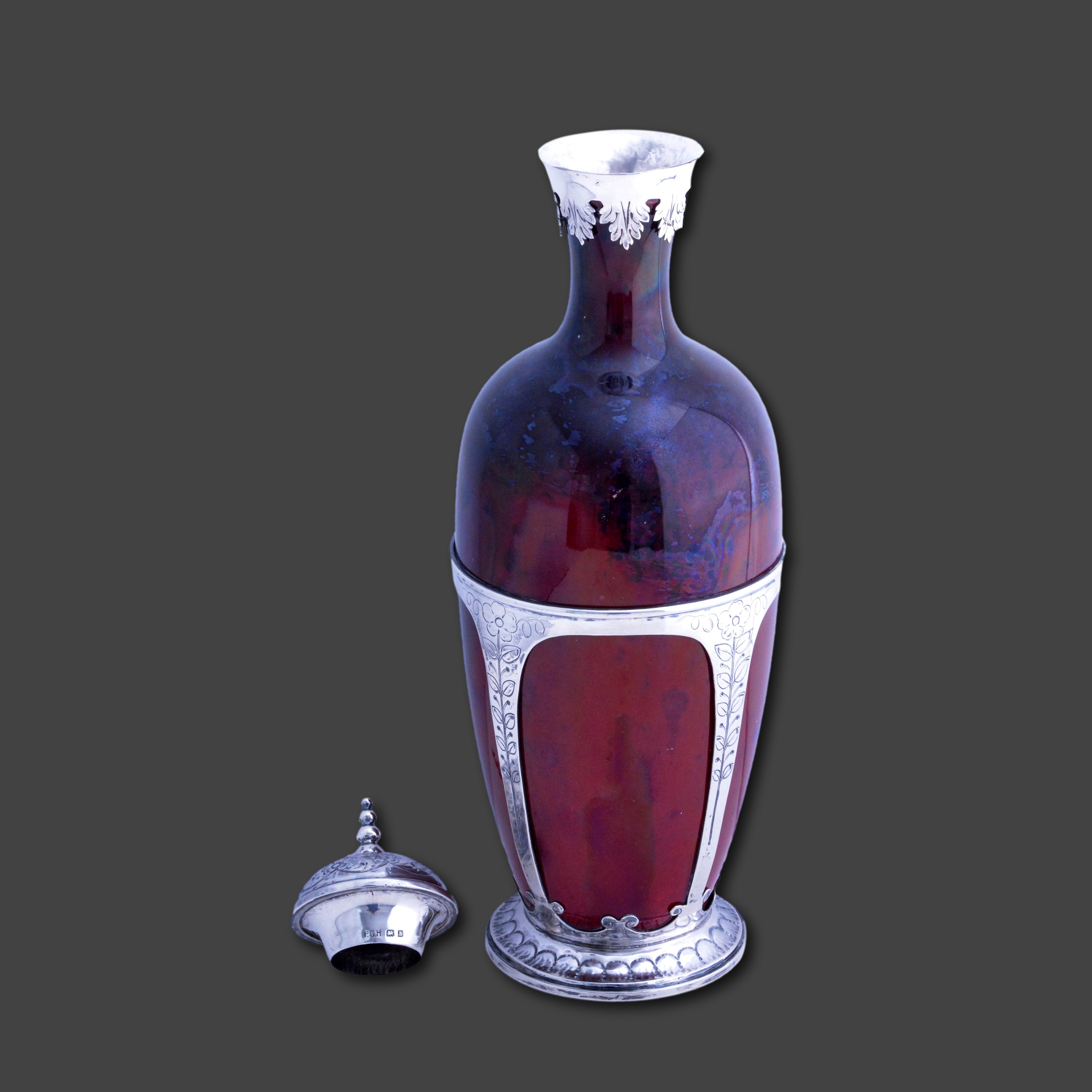 A Potteries Guild silver and pottery lidded vase - Image 2