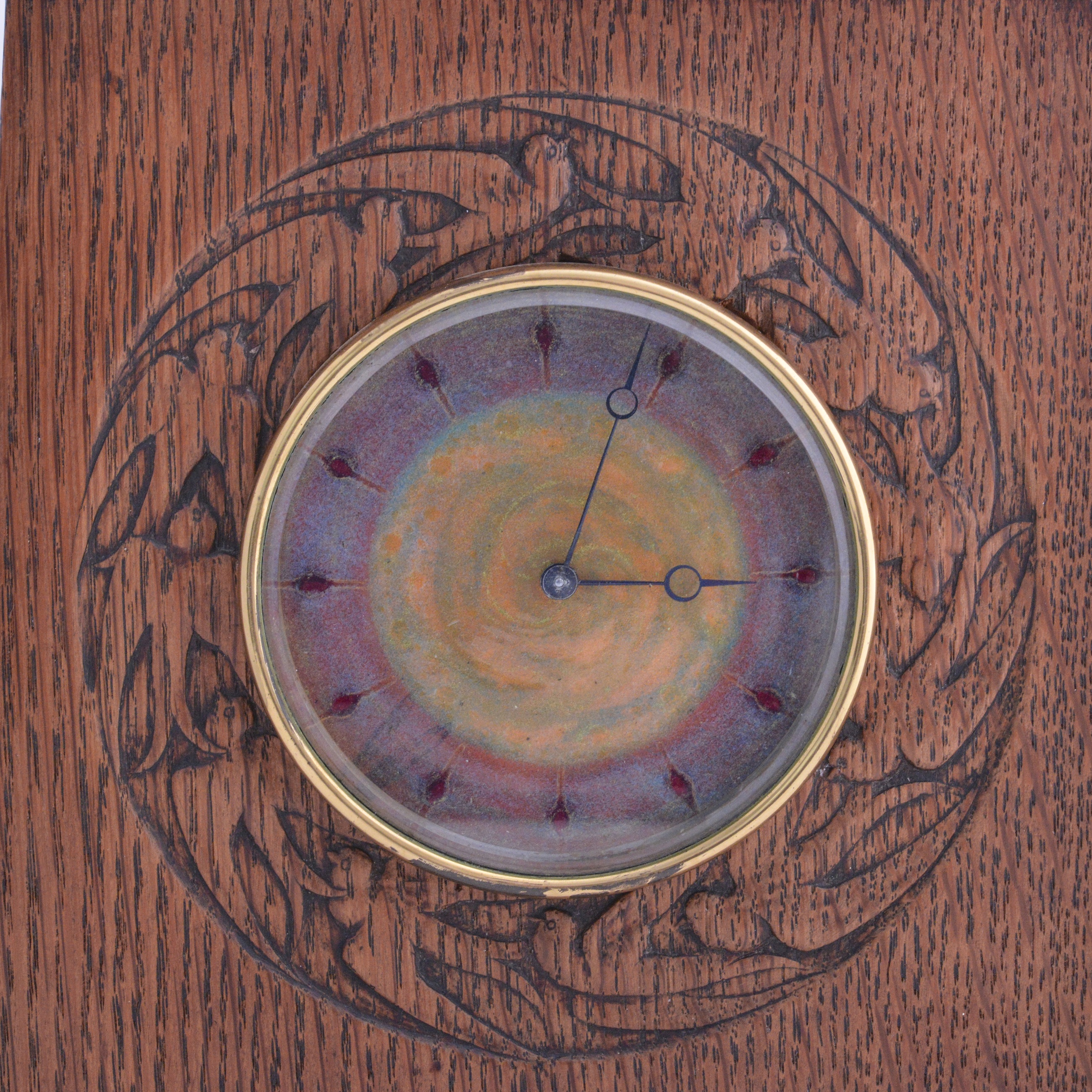 A rare wood and enamel clock by Charles Ashbee for the Guild of Handicraft - Image 3