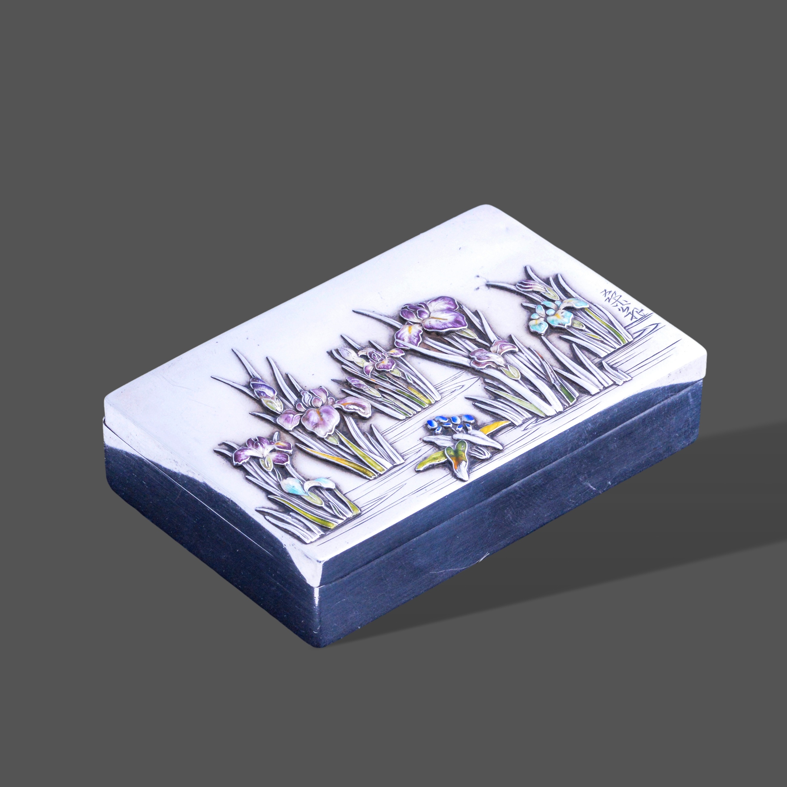 Japanese meiji silver enamel box