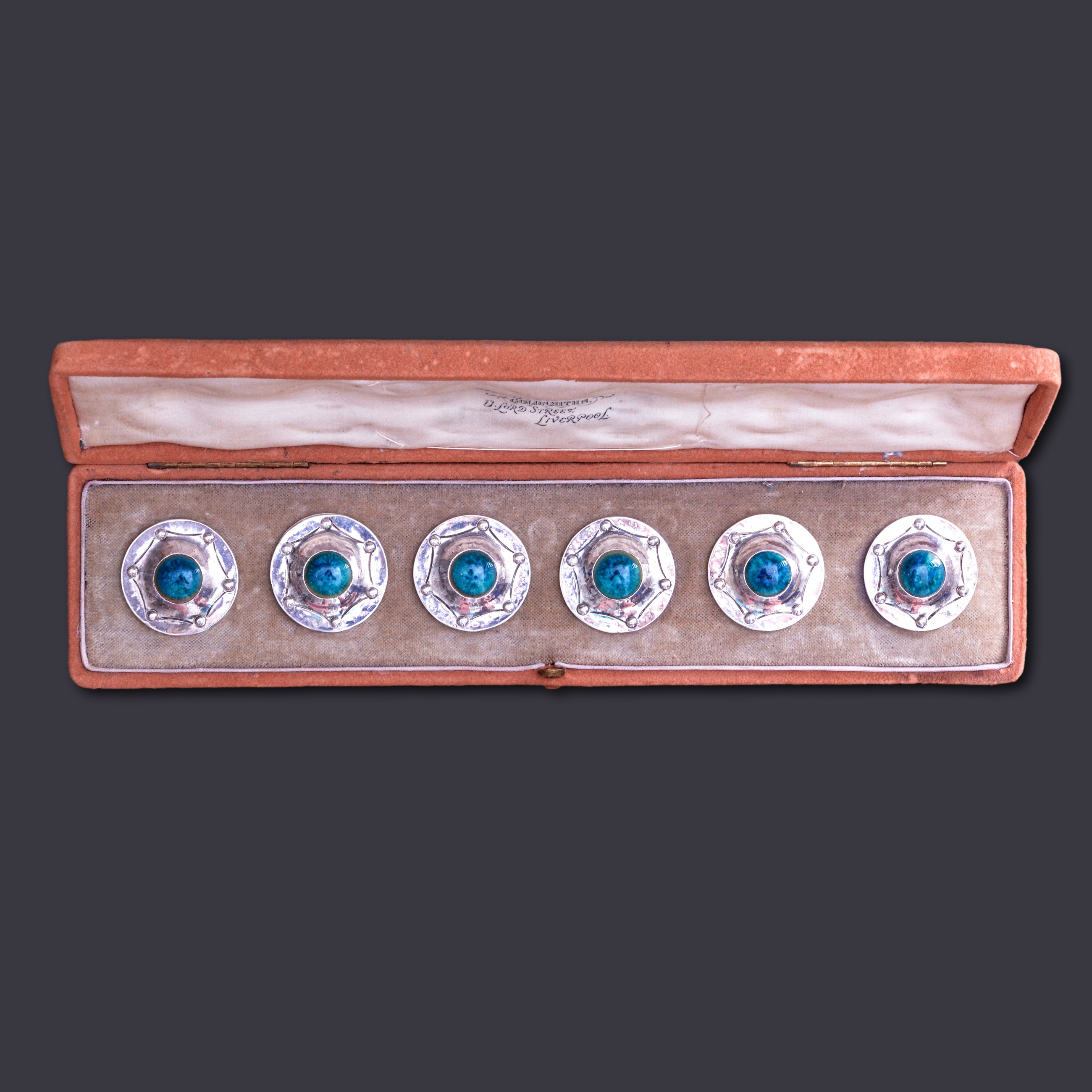 A E jones silver Ruskin buttons