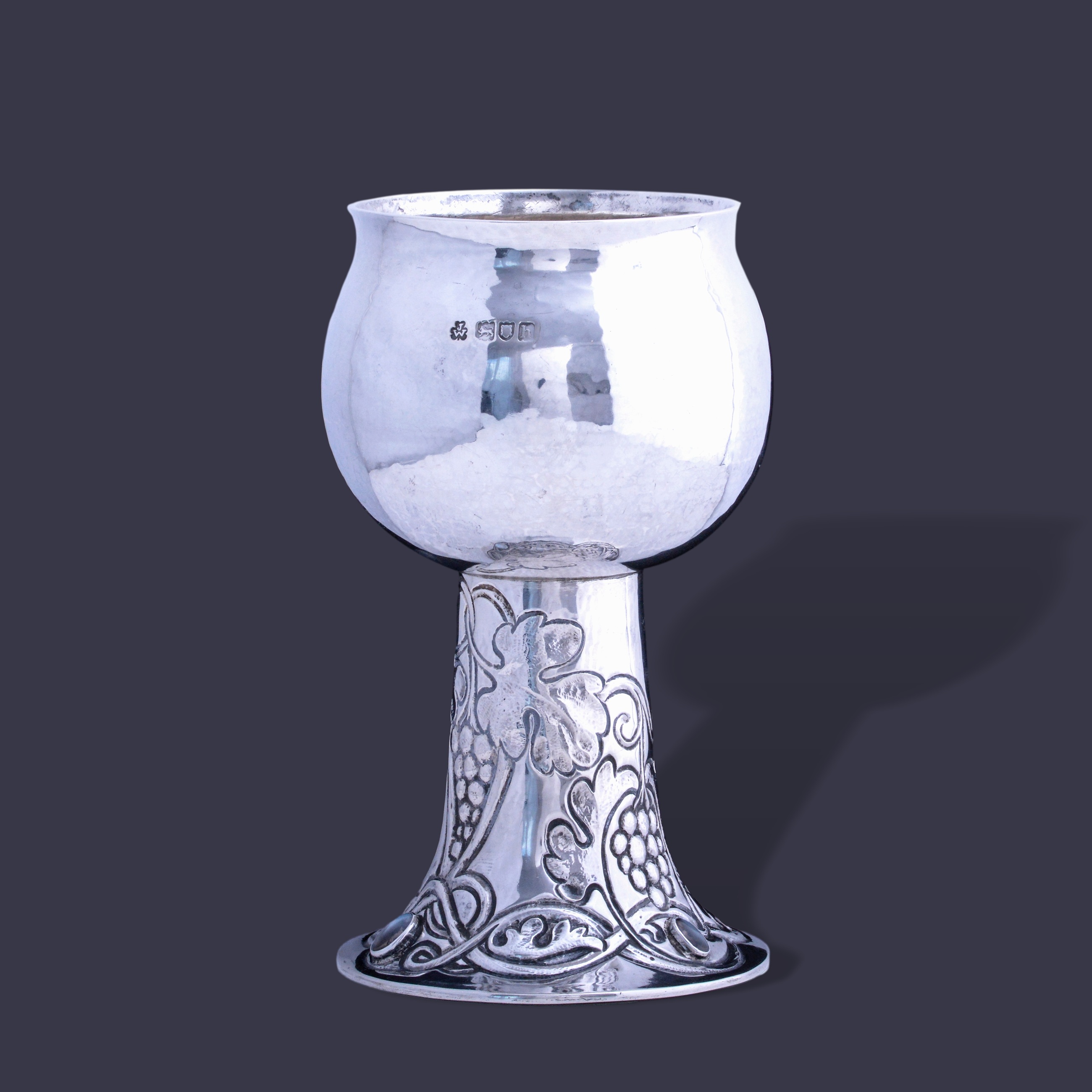 A rare silver goblet or chalice set with moonstones by John Williams - Image 2