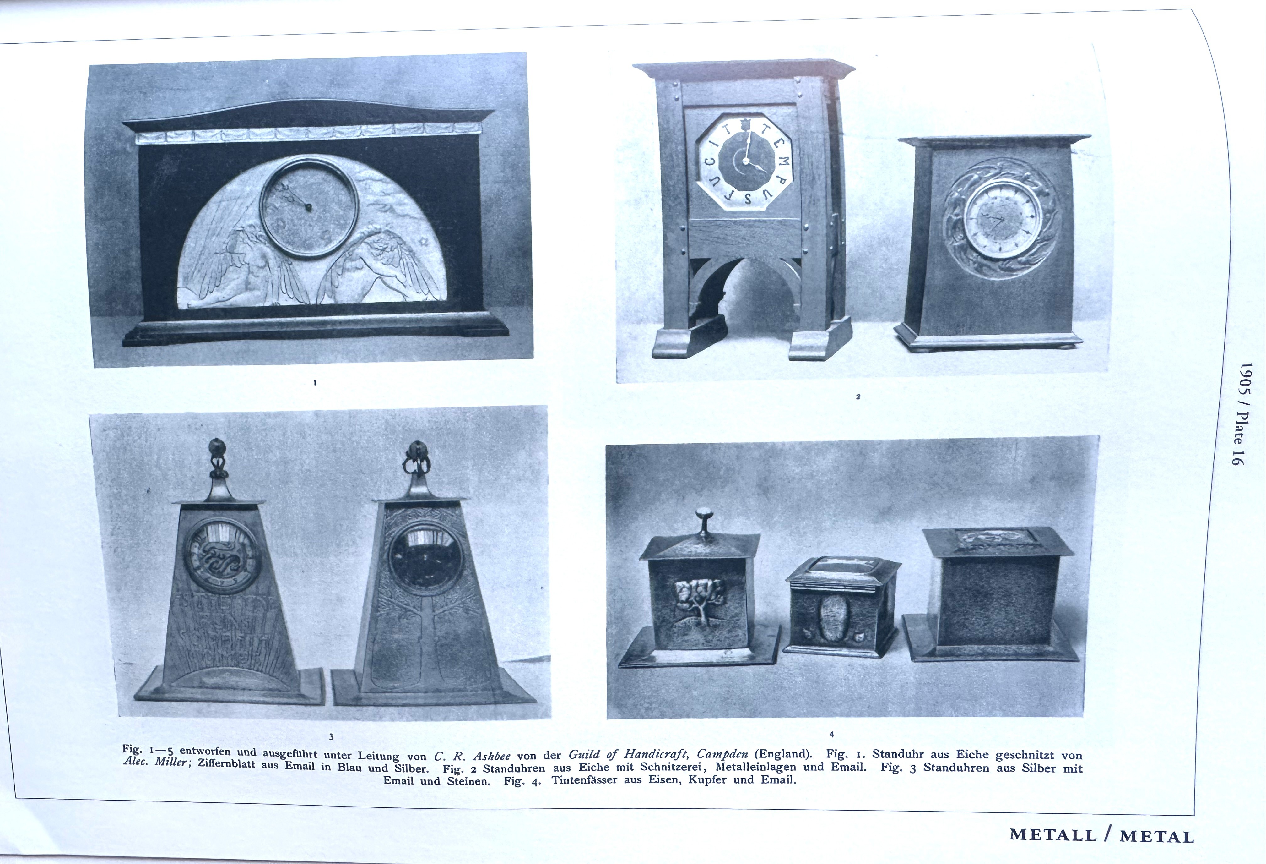 A rare wood and enamel clock by Charles Ashbee for the Guild of Handicraft - Image 7
